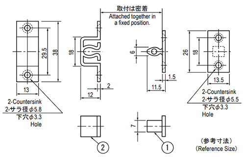 栃木屋 ジュラコンキャッチ(埋込型) TL-119 製品図面