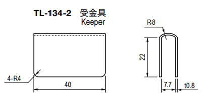 栃木屋 ガラス用マグネットキャッチ受金具 TL-134-2 製品図面