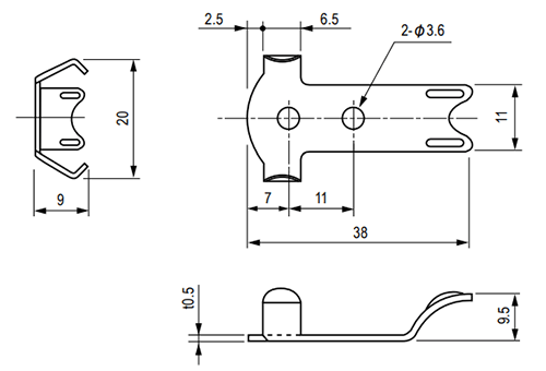 栃木屋 キャッチクリップ小用固定バネ板 TL-174 製品図面