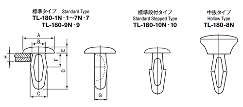 栃木屋 カヌークリップ TL-180-1N 製品図面