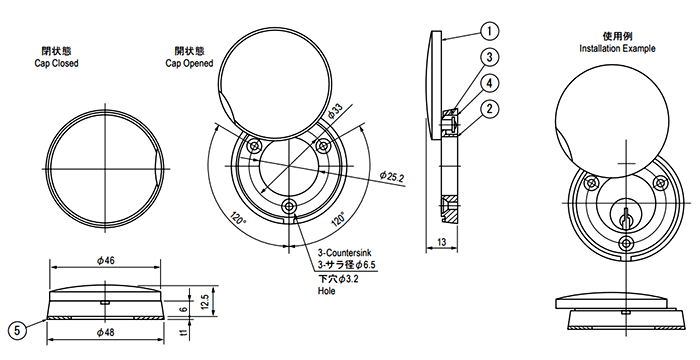 栃木屋 キャップ TL-276 製品図面