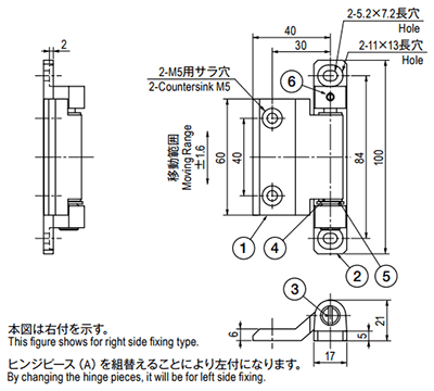 栃木屋 ヒンジ TEH-1054-U33-01 製品図面