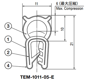 栃木屋 EMCガスケット TEM1011-05-E (25M) 製品図面