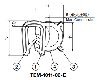 栃木屋 EMCガスケット TEM-1011-06-E 製品図面