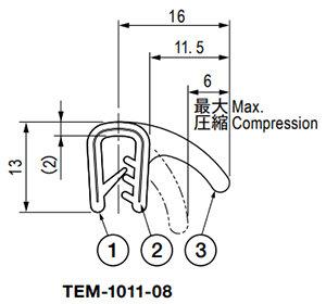 栃木屋 ガスケット TEM-1011-08 製品図面