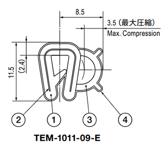 栃木屋 EMCガスケット TEM-1011-09-E 製品図面
