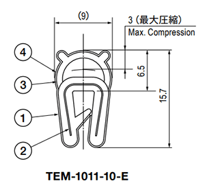 栃木屋 EMCガスケット TEM1011-10-E (25M) 製品図面