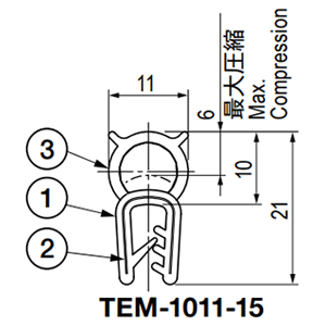栃木屋 ガスケット(NBR製) TEM-1011-15 製品図面