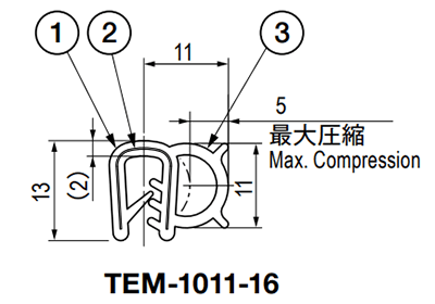 栃木屋 ガスケット(NBR製) TEM-1011-16 製品図面