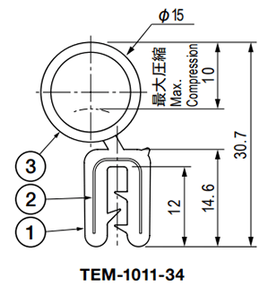 栃木屋 ガスケット TEM-1011-34 製品図面