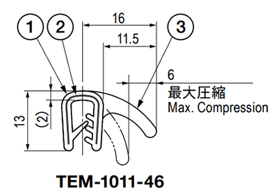 栃木屋 ガスケット(NBR製) TEM-1011-46 (50M) 製品図面