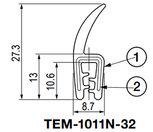栃木屋 ガスケット(NBR製) TEM-1011N-32 (50M) 製品図面