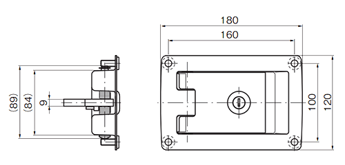 タキゲン A-838 密閉式カバーロック (鉄製) 製品図面
