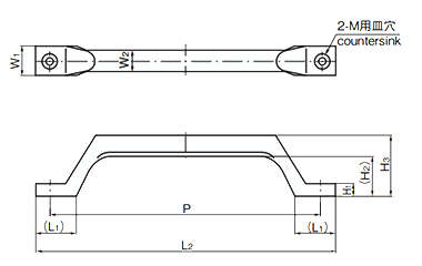 タキゲン A-1080 ステンレス 取手 製品図面