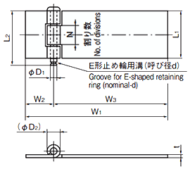 タキゲン B-508-A 平蝶番(鉄製) 製品図面