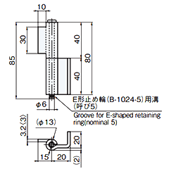 タキゲン B-549 L型裏蝶番5型 (鉄製) 製品図面