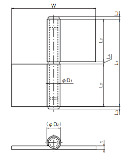 タキゲン B-1003 ステンレス 重量用両抜旗蝶番 製品図面