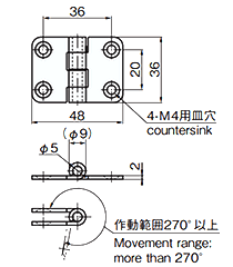 タキゲン B-1224 ステンレス マリンヒンジ 製品図面