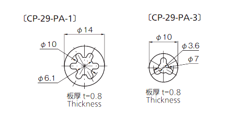 タキゲン CP-29-PA 抜け止めワッシャー(樹脂) 製品図面
