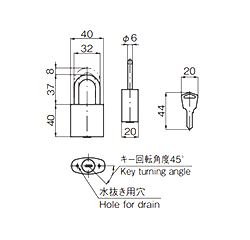 タキゲン C-551 パドロック(黄銅/錠前 南京錠) 製品図面