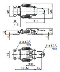 タキゲン C-1007 ステンレス キャッチクリップ 製品図面