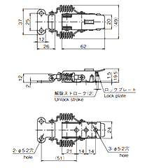 タキゲン C-1007-11 ステンレス ロック付キャッチクリップ 製品図面