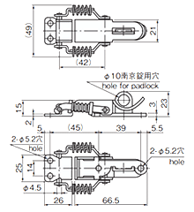 タキゲン C-1152 ステンレス 鍵穴付キャッチクリップ 製品図面