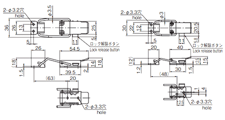 タキゲン C-1240 ステンレス オートロックパチン錠 製品図面