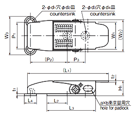 タキゲン C-1537-A ステンレス 大型キャッチクリップ 製品図面