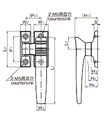 タキゲン FA-118 密閉用ハンドル(亜鉛合金) 製品図面