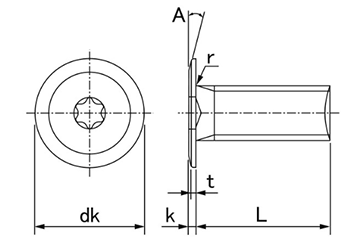 鋼 310スリムヘッド (シックスロブ・6-ロブ)(超極低頭TRX CAP) 製品図面