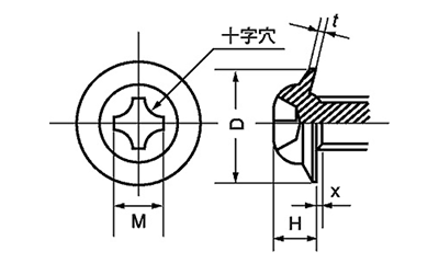 鉄(+)TP-TPタイプ (樹脂用ねじ) 製品図面