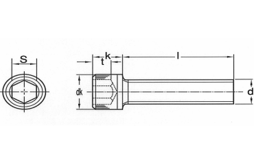 鋼 六角穴付きボルト(キャップスクリュー)(左ねじ) 製品図面