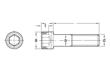 鋼 六角穴付きボルト(キャップスクリュー)(UNCユニファイ並目ねじ)(アンブラコ製) 製品図面