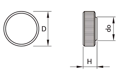 サムノブ(グレー)(丸型ローレット付)六角穴付ボルト圧入用キャップのみ 製品図面