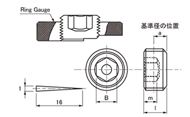 鋼 六角穴付テーパねじプラグ(浮き)(阪村産業製) 製品図面