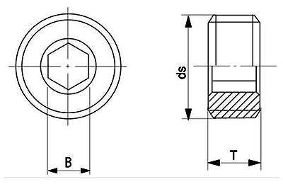 鋼 ロックネジ(2種)(六角穴付き止めねじ)(細目P＝1.5) 製品図面