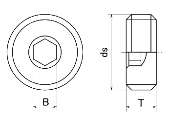 鋼 ロックネジ(3種)(ショートタイプ)(六角穴付き止めねじ)(M12以上細目) 製品図面
