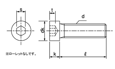 鋼 六角穴付きボルト(キャップスクリュー)(低頭・小頭タイプ)(日産ネジ製) 製品図面