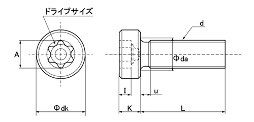 鋼 TRX穴付き ローヘッドキャップ (低頭タイプ)(インタトルク)(ハイオス品) 製品図面