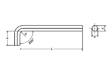 L形六角レンチ(六角棒スパナ)ロング 製品図面