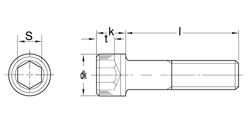ステンレス 六角穴付きボルト(キャップスクリュー)(ティゲス・輸入品) 製品図面