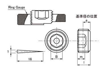 ステンレス 六角穴付テーパねじプラグ(浮き)(阪村産業製) 製品図面