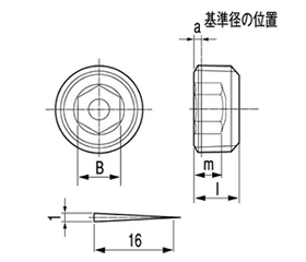 ステンレス 六角穴付テーパねじプラグ(沈み) (左ねじ) 製品図面