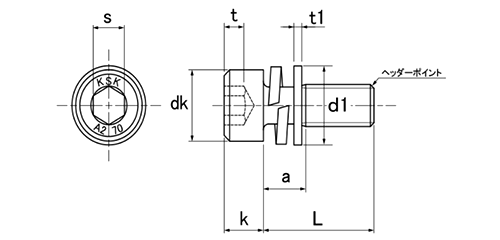 ステンレス 六角穴付きボルト(キャップスクリュー) P＝4(S座+JIS小形平座)(岸和田製) 製品図面