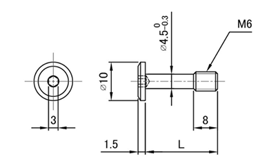 ステンレス 六角穴付きボルト(キャップスクリュー)(極低頭タイプ)(脱落防止・ヌスミ付) 製品図面