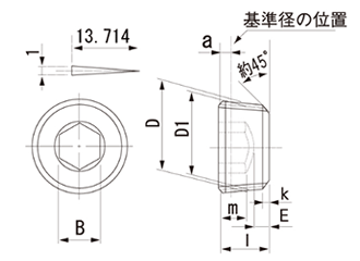 ステンレス SUS316L(A4) GOSHOプラグ(GDL)沈みタイプ(NPTFねじ用) 製品図面