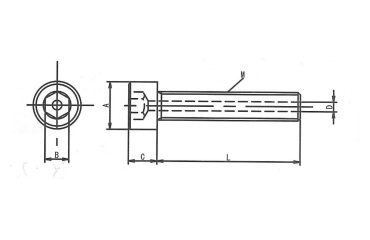 ステンレス SUS316L(A4) エアー抜き 六角穴付きボルト(全ねじ)(真空用ボルト 貫通穴付) 製品図面