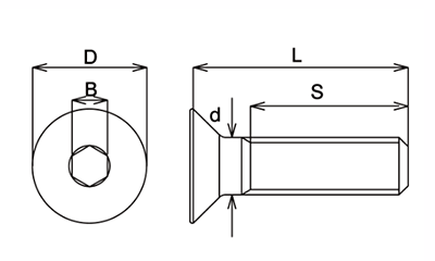 64チタン 六角穴付き皿ボルト(皿頭 キャップ)(TIDC) 製品図面