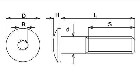 64チタン ナベ頭低頭ボルト六角穴付きボルト(キャップスクリュー(TIPC-LOW) 製品図面